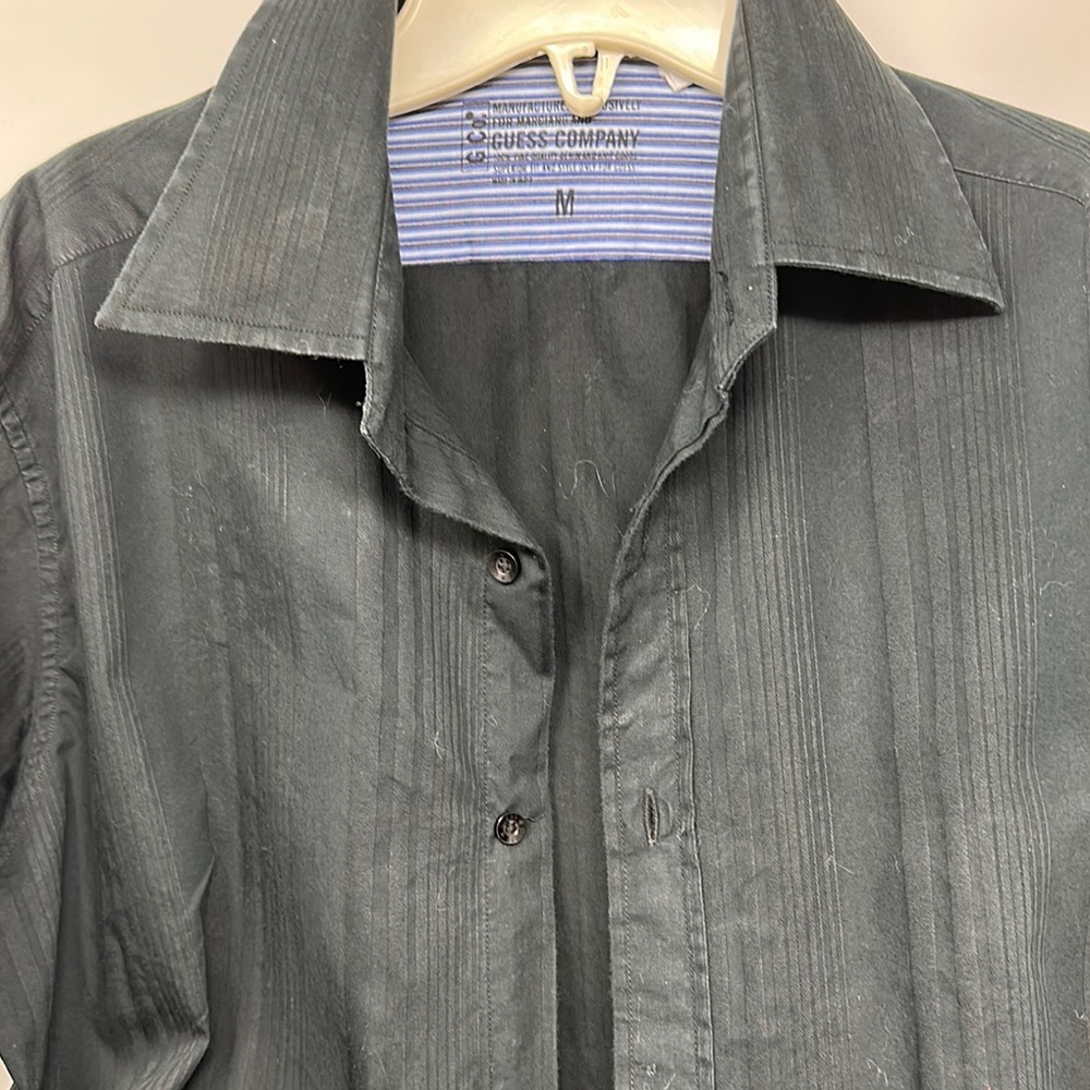 Elegant Black Button-Up Shirt with Stripes